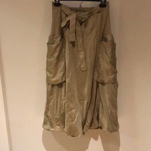DKNY gold 100% silk skirt